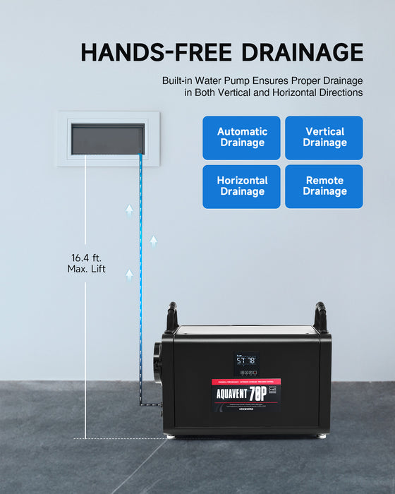 145 PPD Commercial Dehumidifier with Water Pump for Basement, Crawl Space, Garage, and Warehouse