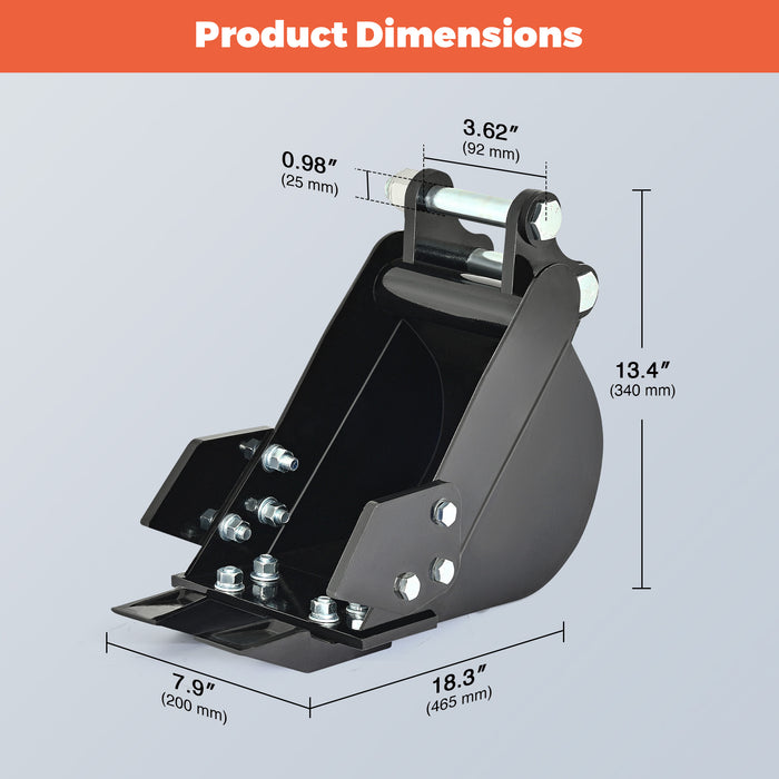 200mm Narrow Bucket Attachment 8" Trenching Bucket for Mini Excavator Digger