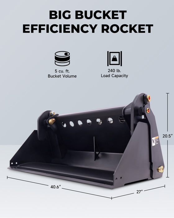 AHM 41" 4-in-1 Combo Bucket Skid Steer Attachment with 5 cu. ft. Capacity