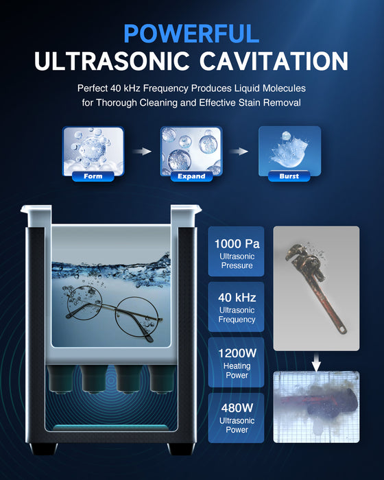 Ultrasonic Cleaning: Professional Ultrasonic Machine with Heater, Timer, and Dual Mode 22L