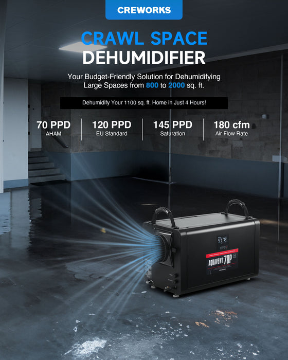 145 PPD Commercial Dehumidifier with Water Pump for Basement, Crawl Space, Garage, and Warehouse