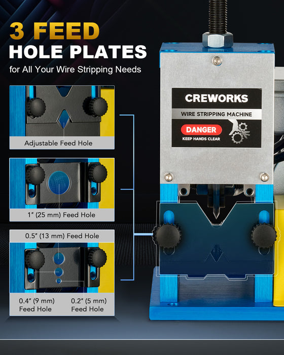 CREWORKS Automatic Wire Stripper for 0.06"-1" Copper Electrical Wire Stripping