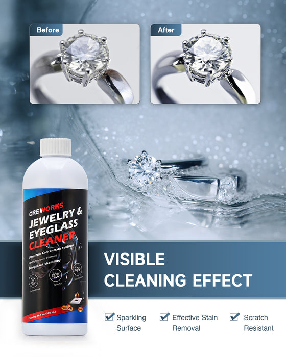 CREWORKS Jewelry Cleaner Concentrate Solution for Ultrasonic Cleaning Machines