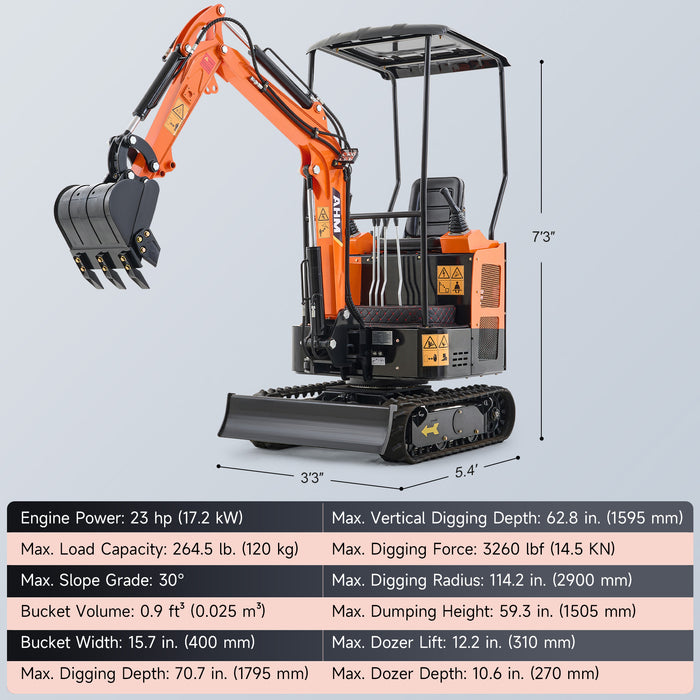 AHM 23 HP 1.3 Ton B&S Engine Gasoline Mini Excavator with Swing Boom