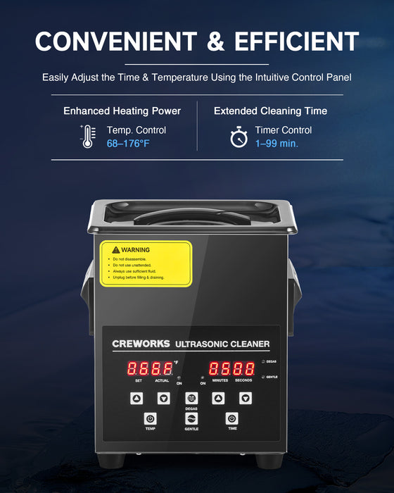 Ultrasonic Cleaning: Professional Ultrasonic Machine with Heater, Timer, and Dual Mode 2L