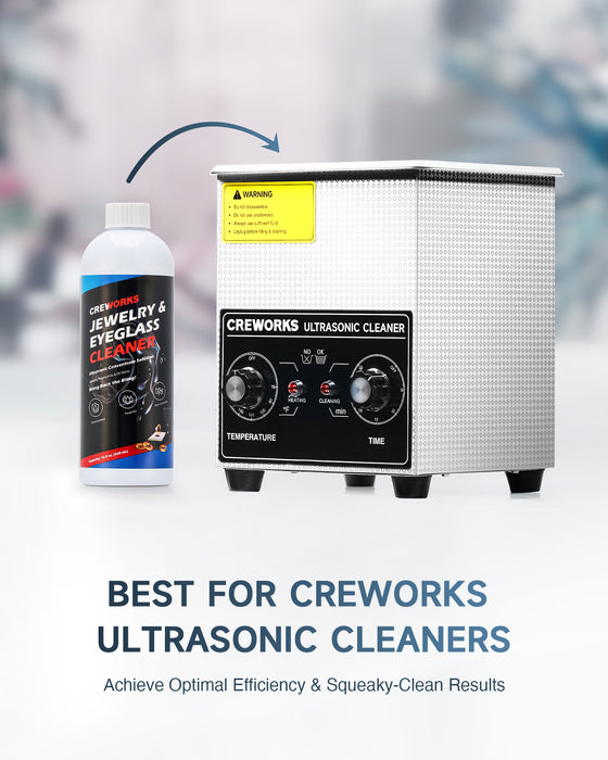 CREWORKS Jewelry Cleaner Liquid Concentrate for Ultrasonic Cleaning Machines