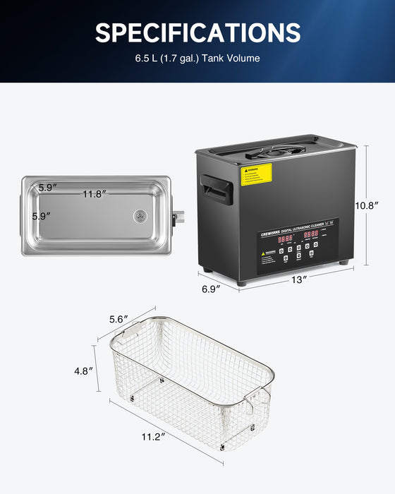 Ultrasonic Cleaning: Professional Ultrasonic Machine with Heater, Timer, and Dual Mode 6L