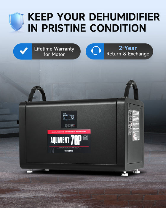 145 PPD Commercial Dehumidifier with Water Pump for Basement, Crawl Space, Garage, and Warehouse