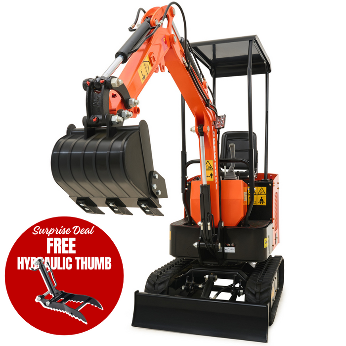 CREWORKS 13.8 HP Kubota Engine 1.1 Ton Mini Excavator with All-Terrain Tracks