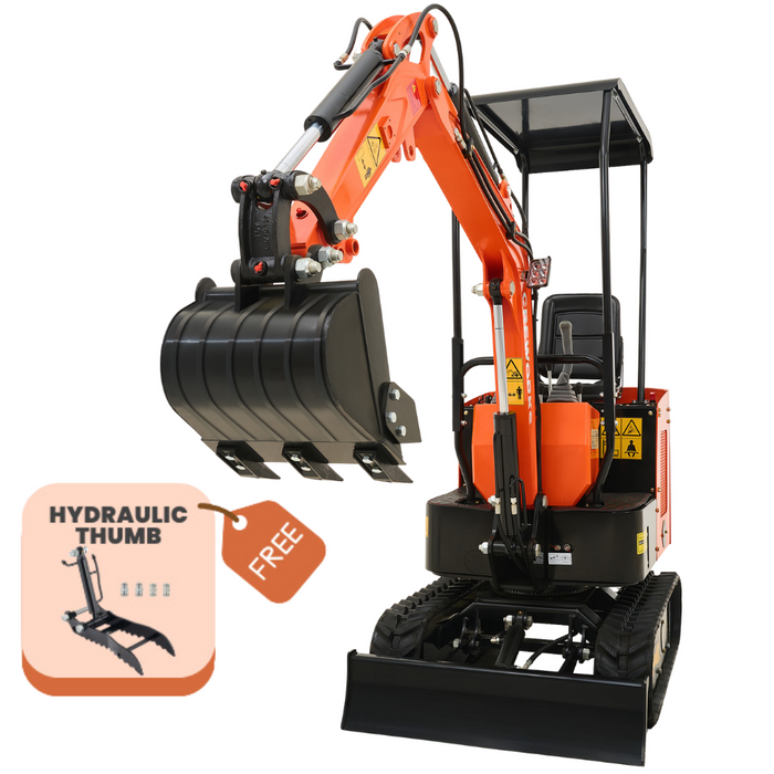 CREWORKS 13.8 HP Kubota Engine 1.1 Ton Mini Excavator with All-Terrain Tracks