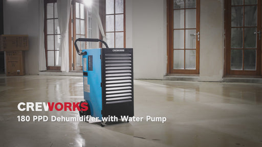 180 PPD Commercial Dehumidifier with Water Pump, Auto Defrost Smart Adjustable Timer & Humidity Level