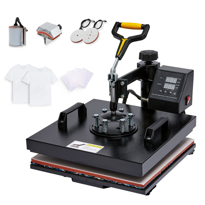 8 in 1 Heat Press Machine For T-Shirts 15x15 Combo Kit Sublimation Swing  away 889296499039