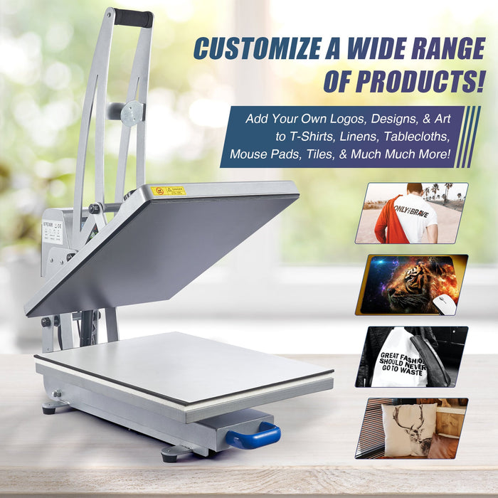 CREWORKS Auto Open Heat Press Machine with Slide Out Base, 16x20 Inch  Clamshell Heat Press, Digital Clam Heat Press for T Shirts Bags Mouse Pads  More
