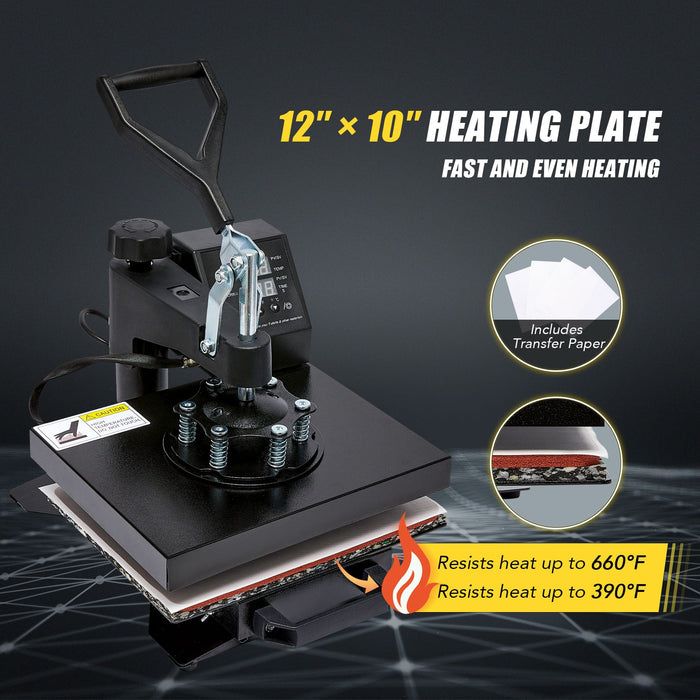 12X10 Inch Heat Press Dual Digital Heat Press Machine 650W Swing